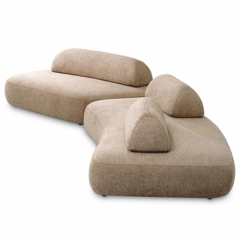 Casa Padrino Luxus Sofa Sandfarben / Schwarz - Modulares 2-Teiliges Wohnzimmer Sofa