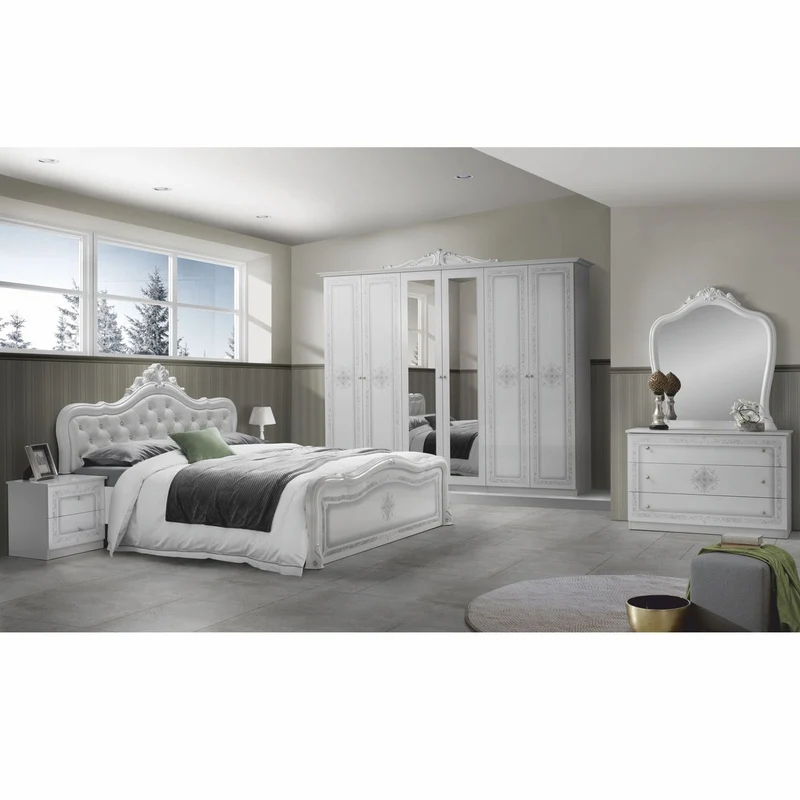 Casa Padrino Luxus Barock Schlafzimmer Schrank Weiß / Grau 261,4 cm - Barock Schlafzimmer Möbel