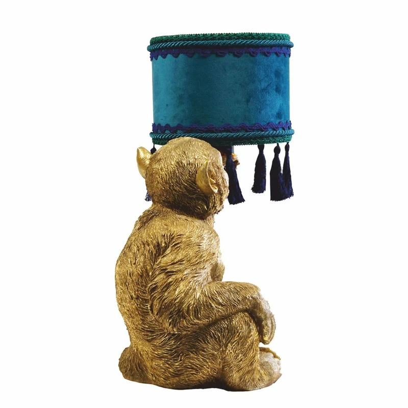 Casa Padrino Luxus Tischleuchte Affe Gold / Blau / Grün H. 50 cm - Luxus Leuchten