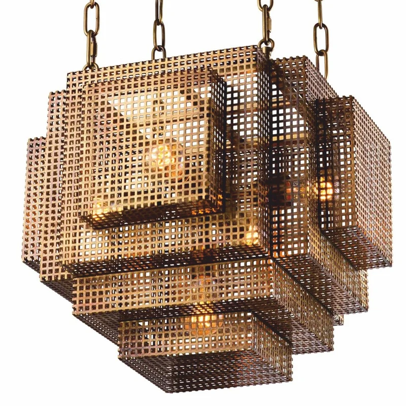 Casa Padrino Luxus Industrie Stil Hängeleuchte Vintage Messing - Luxus Leuchten