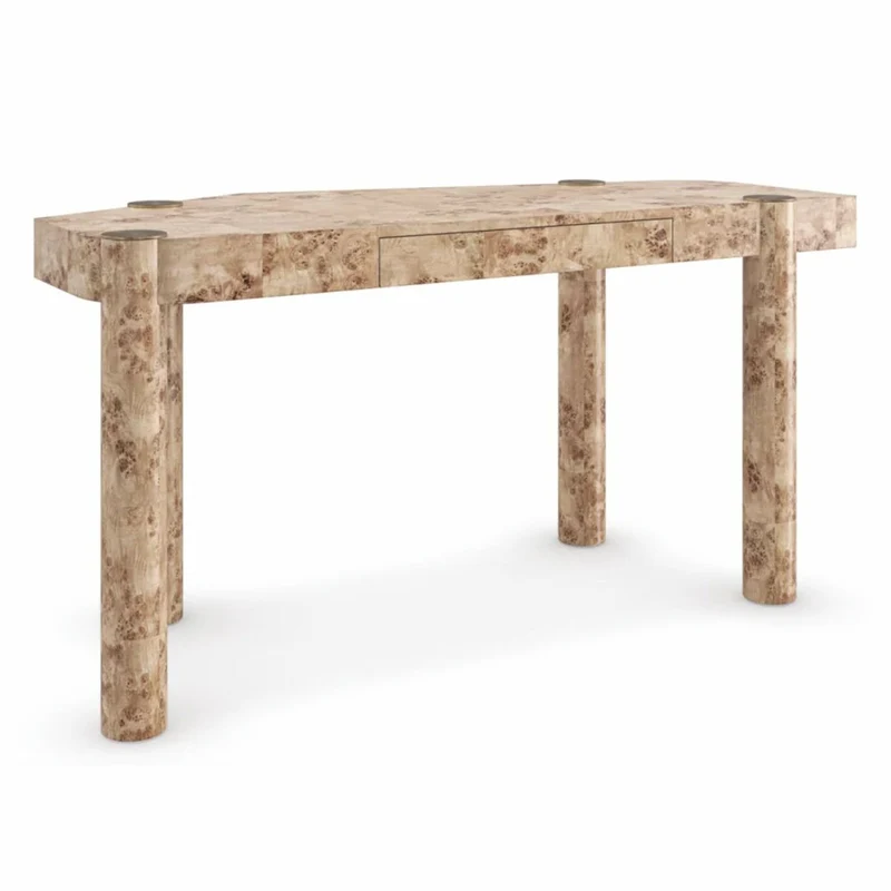 Casa Padrino Luxus Schreibtisch mit Schublade Vogelaugenahorn 155 cm - Büro Möbel