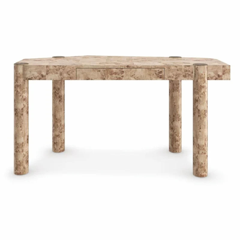 Casa Padrino Luxus Schreibtisch mit Schublade Vogelaugenahorn 155 cm - Büro Möbel