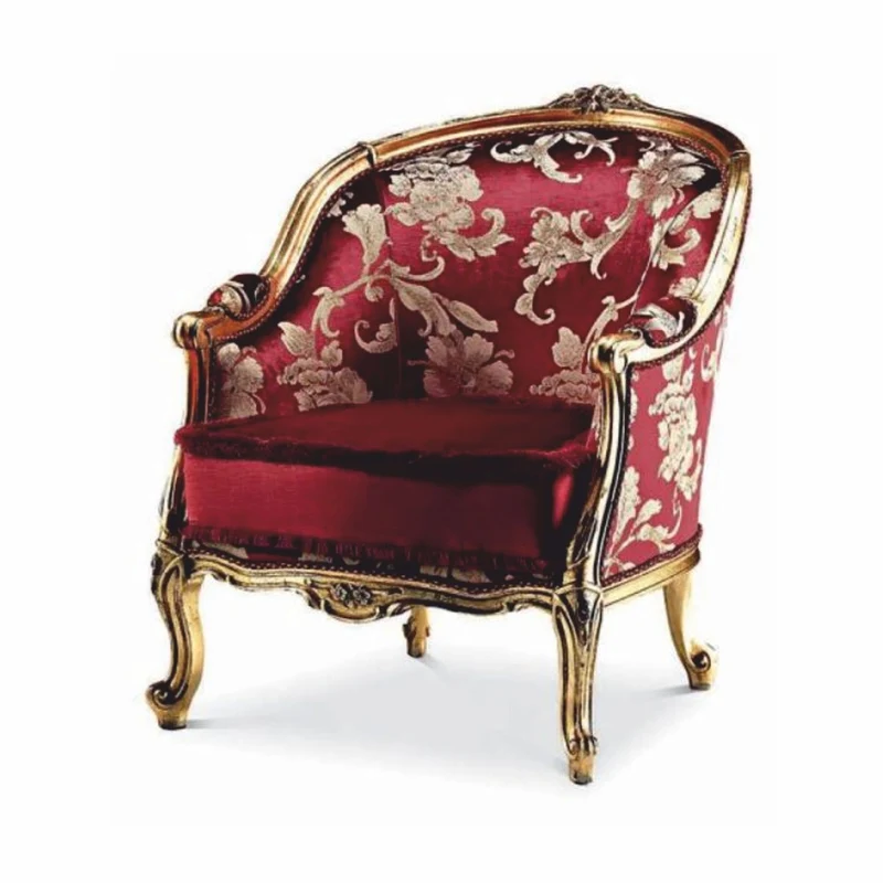 Casa Padrino Luxus Barock Sessel mit elegantem Muster Bordeauxrot / Gold - Made in Italy