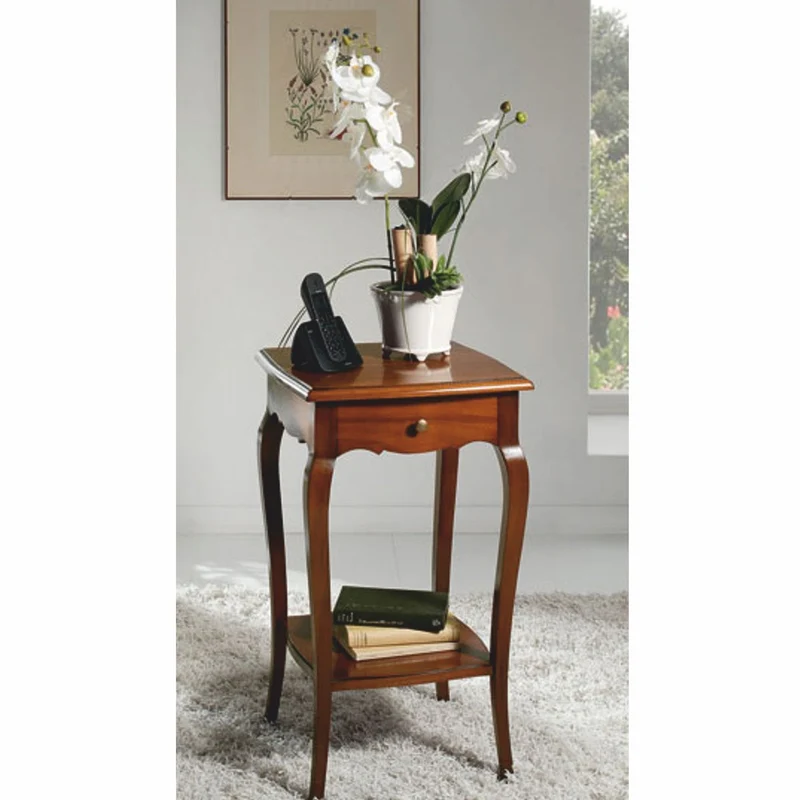 Casa Padrino Luxus Barock Beistelltisch mit Schublade Braun H. 70 cm - Made in Italy