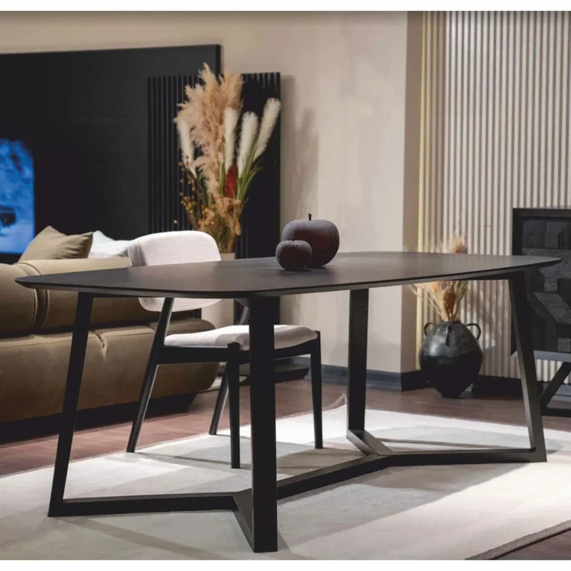Casa Padrino Luxus Massivholz Esstisch Schwarz 220 cm - Esszimmer Möbel