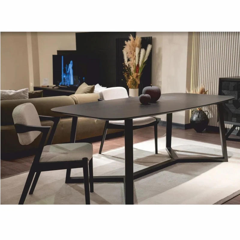 Casa Padrino Luxus Massivholz Esstisch Schwarz 220 cm - Esszimmer Möbel