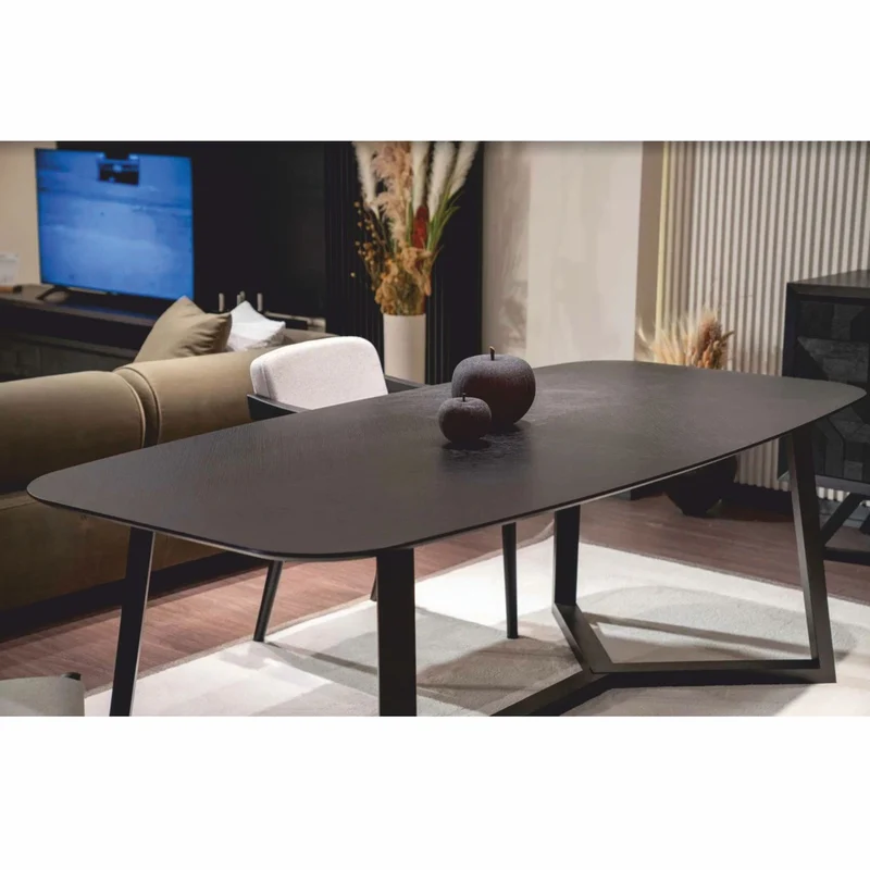 Casa Padrino Luxus Massivholz Esstisch Schwarz 220 cm - Esszimmer Möbel