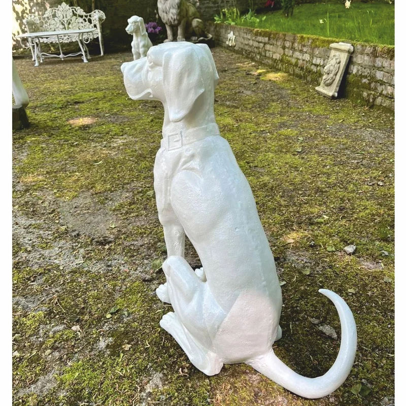 Casa Padrino Deko Bronze Skulptur Hund Weiß H. 70 cm - Garten Deko