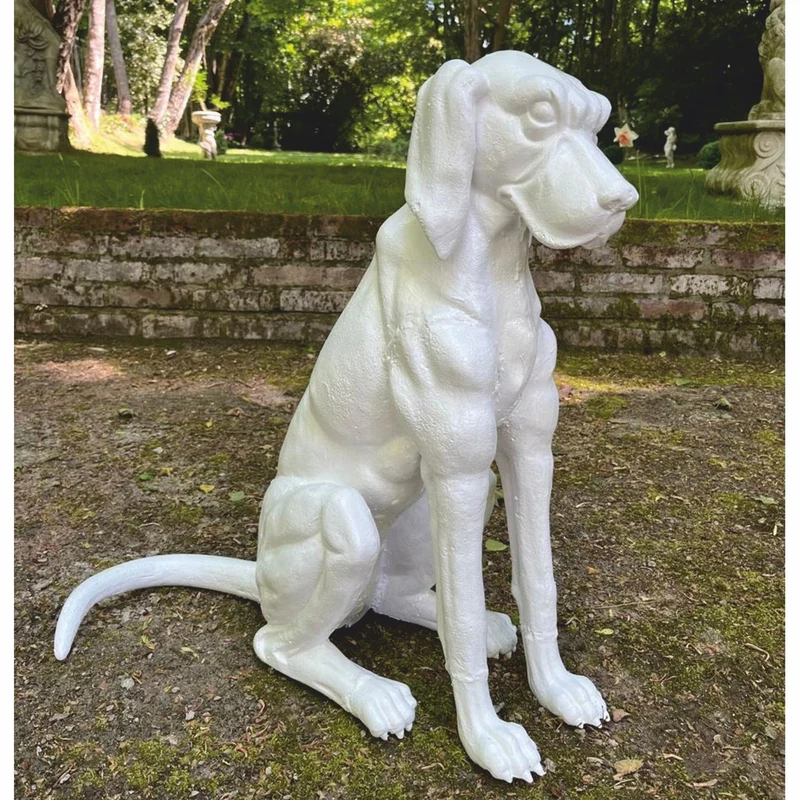 Casa Padrino Deko Bronze Skulptur Hund Weiß H. 70 cm - Garten Deko