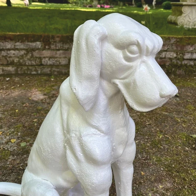 Casa Padrino Deko Bronze Skulptur Hund Weiß H. 70 cm - Garten Deko