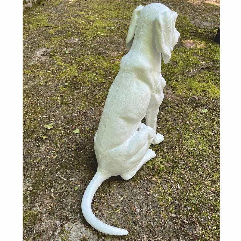 Casa Padrino Deko Bronze Skulptur Hund Weiß H. 70 cm - Garten Deko