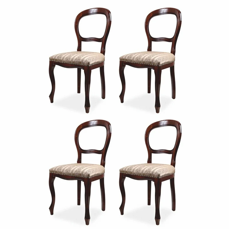 Casa Padrino Luxus Barock Esszimmer Stuhl 4er Set Gold / Dunkelbraun - Barock Möbel