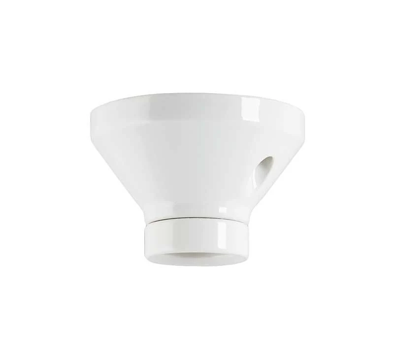 Fotlamphållare 100 mm rak - Vit porslin