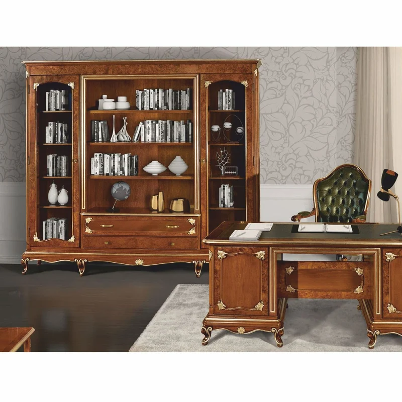 Casa Padrino Luxus Barock Bücherschrank Braun / Gold 250 x H. 227 cm - Made in Italy
