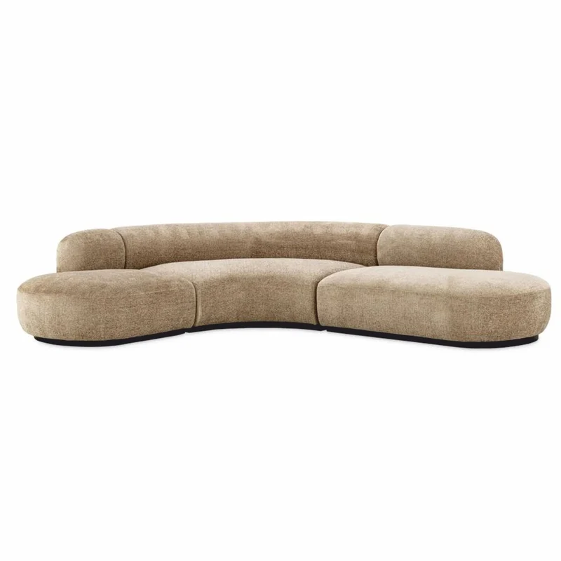 Casa Padrino Luxus Ecksofa Sandfarben / Schwarz 300 x 257 x H. 70 cm - Wohnzimmer & Hotel Möbel