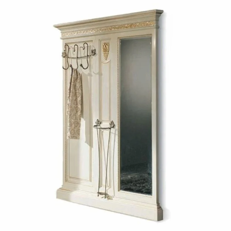 Casa Padrino Luxus Barock Garderobe mit Spiegel Weiß / Gold 161 x H. 213 cm - Made in Italy
