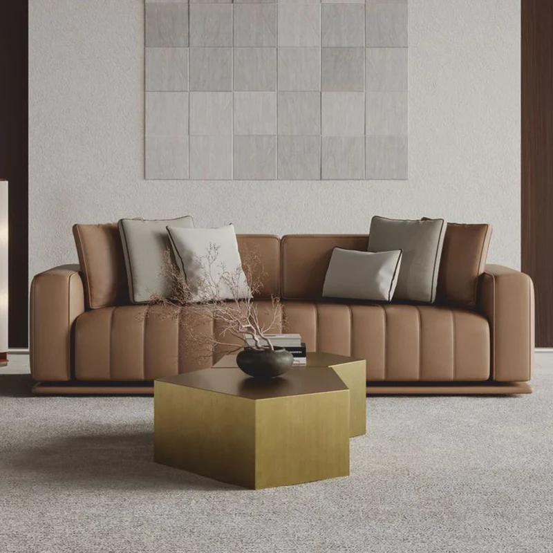 Casa Padrino Luxus Kunstleder Sofa Braun 265 cm - Hotel & Wohnzimmer Möbel