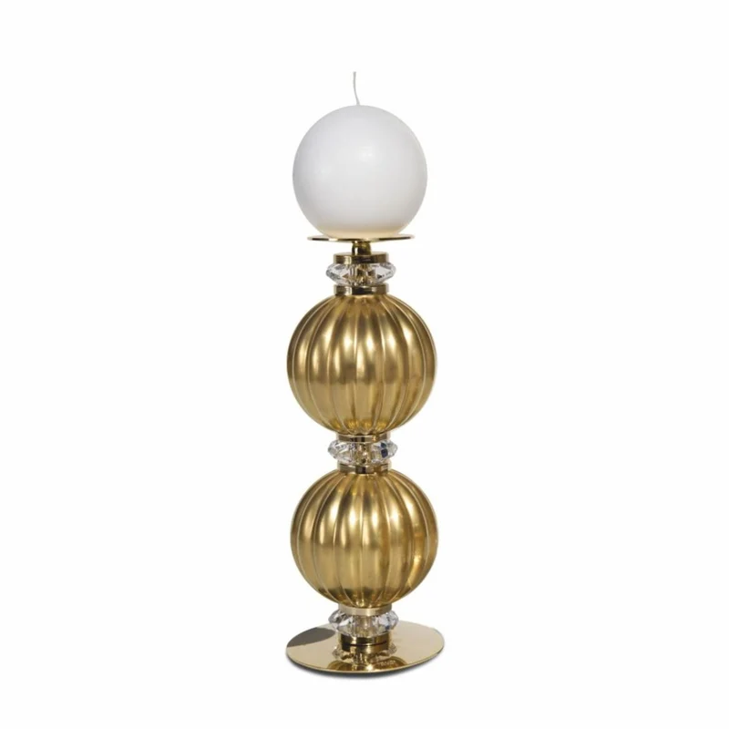 Casa Padrino Luxus Porzellan Kristall Kerzenhalter Gold H. 30 cm - Made in Italy