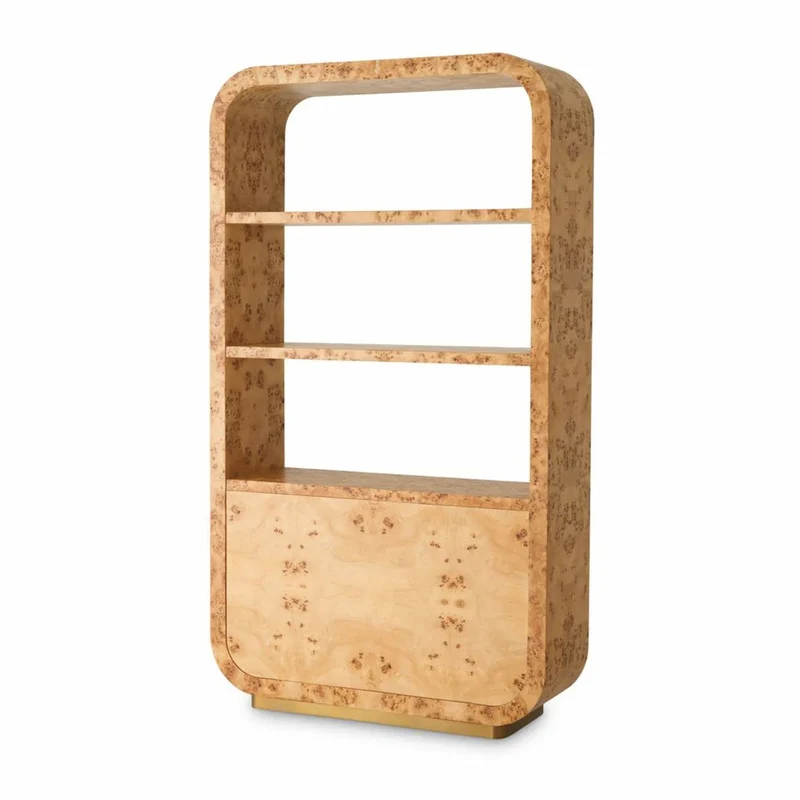 Casa Padrino Luxus Regalschrank mit 2 Schubladen Hellbraun / Antik Messing H. 210 cm