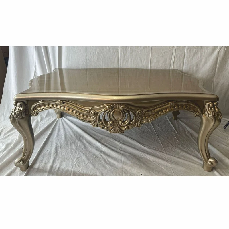 Casa Padrino Luxus Barock Couchtisch Silber / Gold - Wohnzimmer Möbel im Barockstil