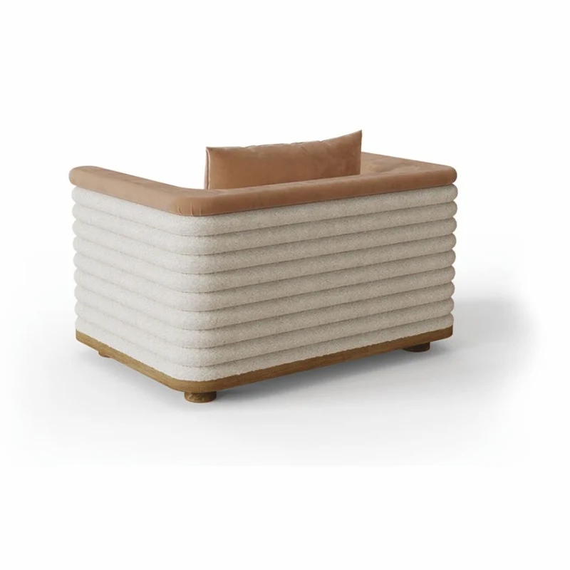Casa Padrino Luxus Wohnzimmer & Hotel Sessel Braun / Weiß 115 cm - Premium Qualität