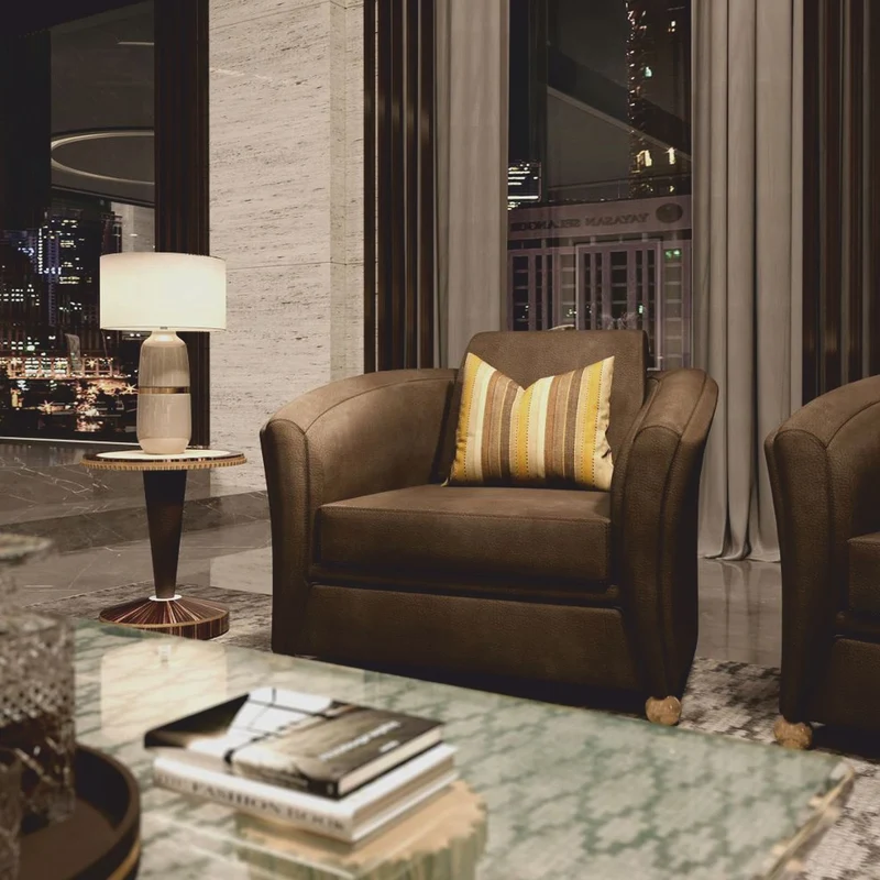 Casa Padrino Luxus Wohnzimmer & Hotel Leder Sessel Dunkelbraun / Bronze - Made in Italy