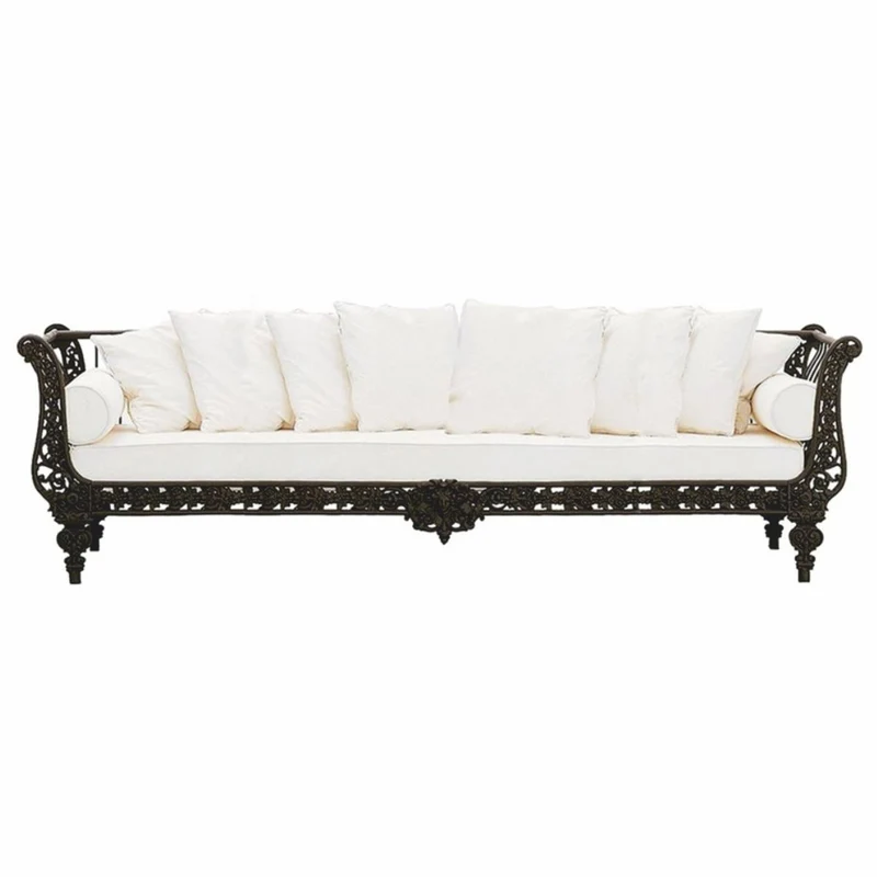 Casa Padrino Luxus Barock Sofa Schwarz / Weiß 300 cm - Barock Hotel & Garten Möbel