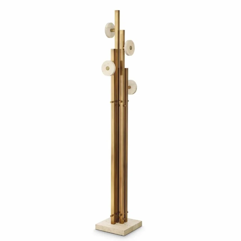 Casa Padrino Luxus Garderobenständer Vintage Messing / Beige H. 175,5 cm - Luxus Möbel