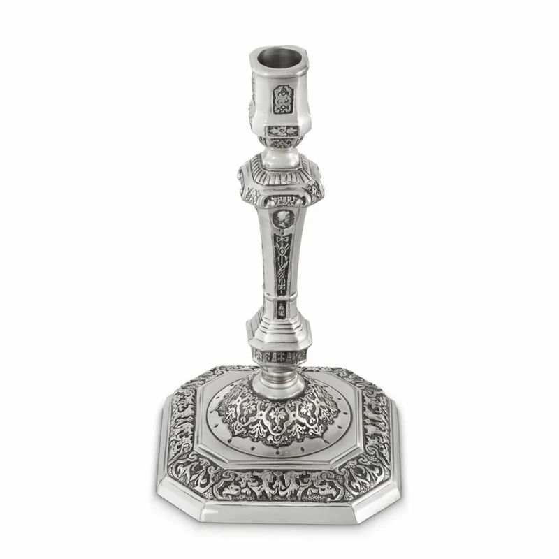 Casa Padrino Luxus Barock Kerzenständer im französischen Stil Antik Silber H. 24,5 cm