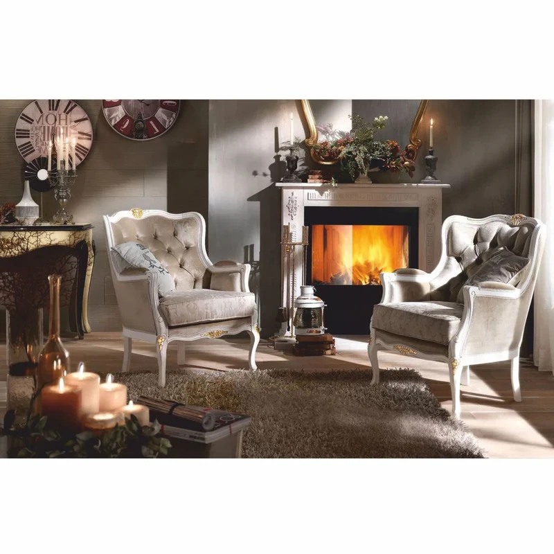 Casa Padrino Luxus Barock Samt Sessel Braun / Weiß / Gold - Barock Möbel - Made in Italy