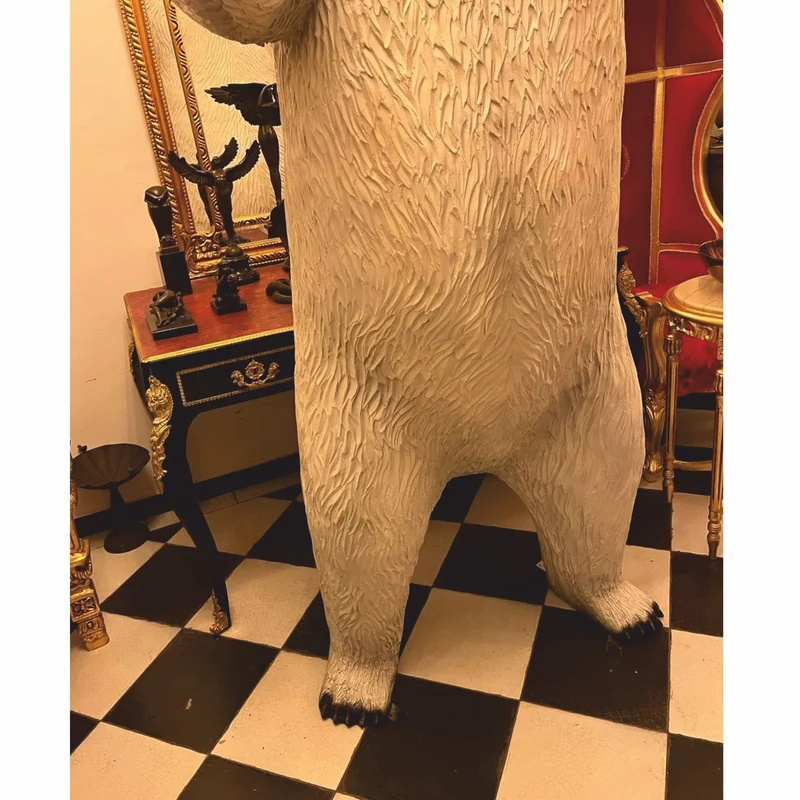 Casa Padrino XXL Deko Skulptur Bär Weiß / Schwarz H. 240 cm - Garten Figur