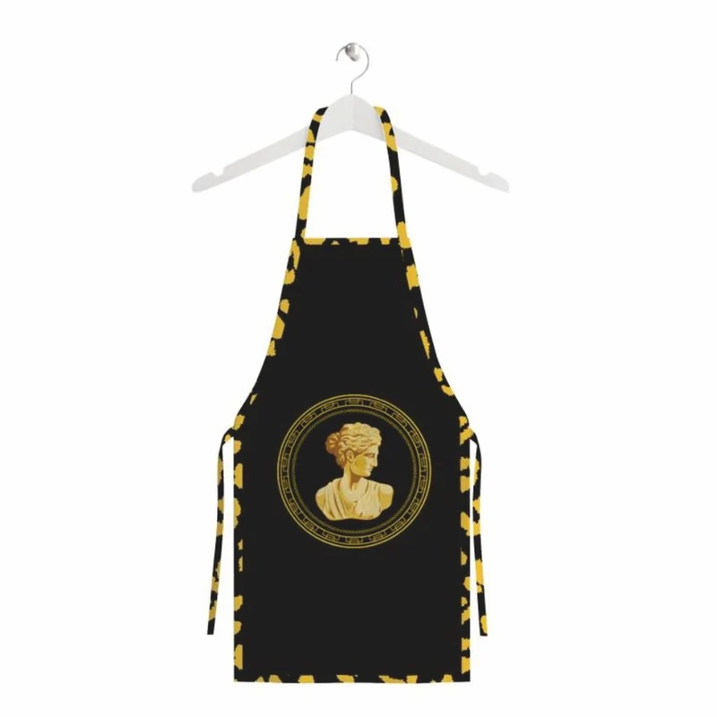 Casa Padrino Luxus Küchenschürze / Kochschürze Barock Frauenbüste Schwarz 80 cm