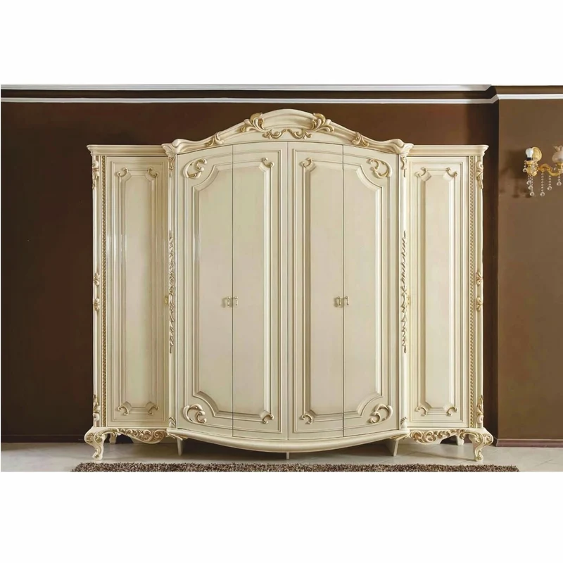 Casa Padrino Luxus Barock Schlafzimmer Schrank Creme / Gold 290 cm - Barock Schlafzimmer Möbel