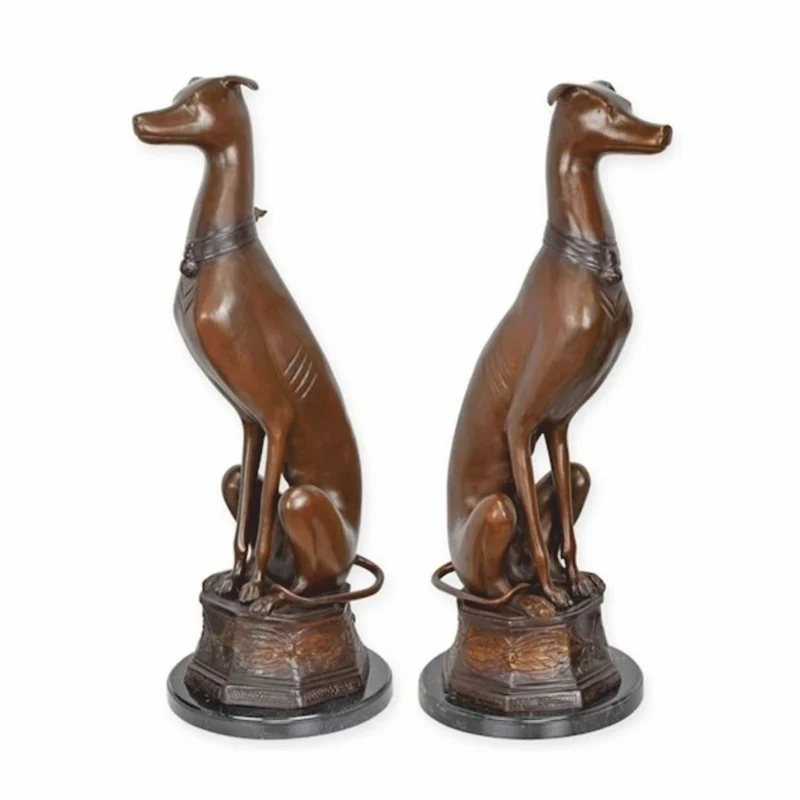 Casa Padrino Jugendstil Deko Bronze Skulpturen Set Windhunde H. 75 cm - Bronze Figuren