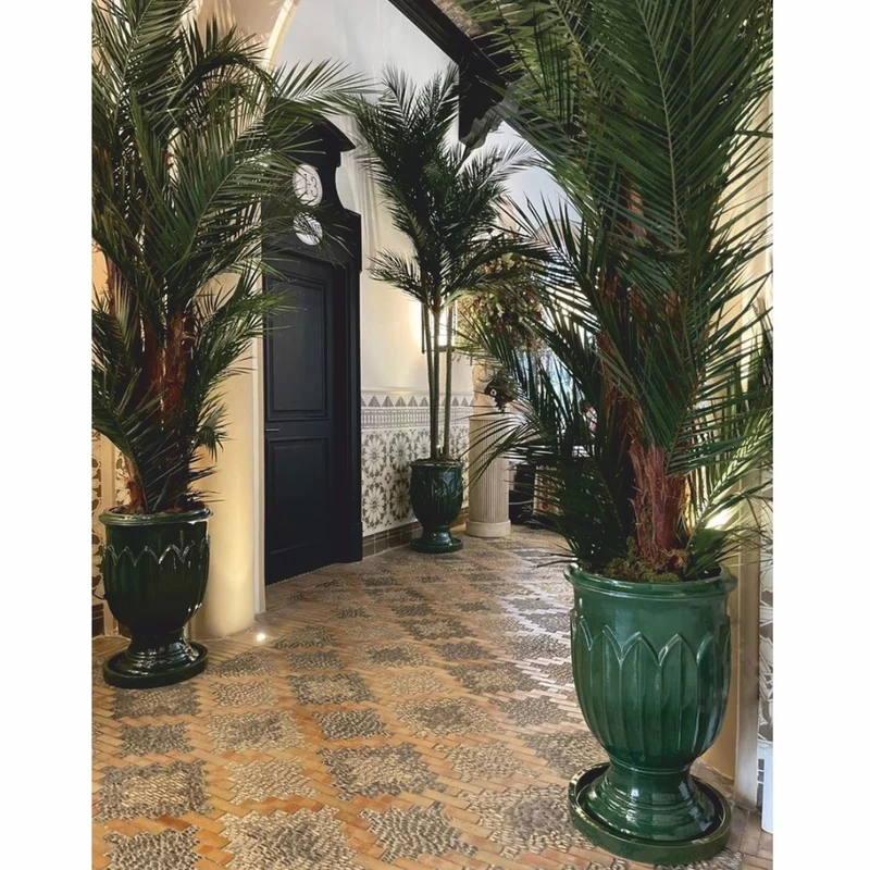 Casa Padrino Luxus Keramik Blumentopf Grün Ø 53 x H. 81 cm - Hotel & Garten Deko