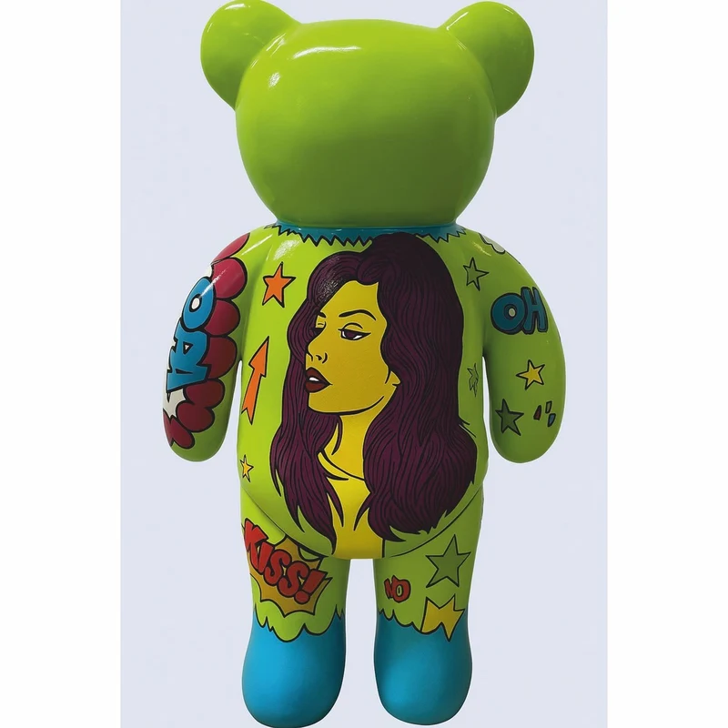 Casa Padrino XXL Deko Skulptur Teddybär Grün / Bunt H. 142 cm - Große Deko Figur
