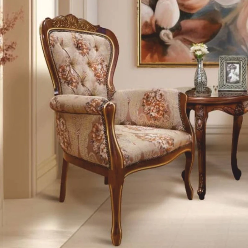 Casa Padrino Luxus Barock Sessel Hellbraun / Dunkelbraun / Gold - Barock Möbel