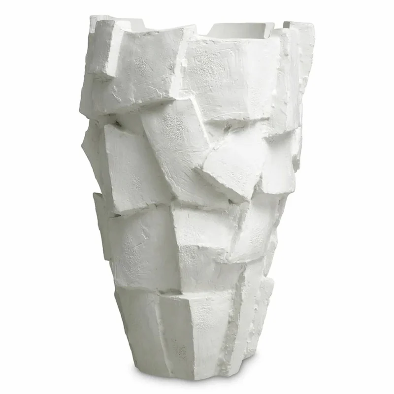 Casa Padrino Luxus Fiberglas Blumentopf Matt Weiß H. 106,5 cm - Luxus Qualität