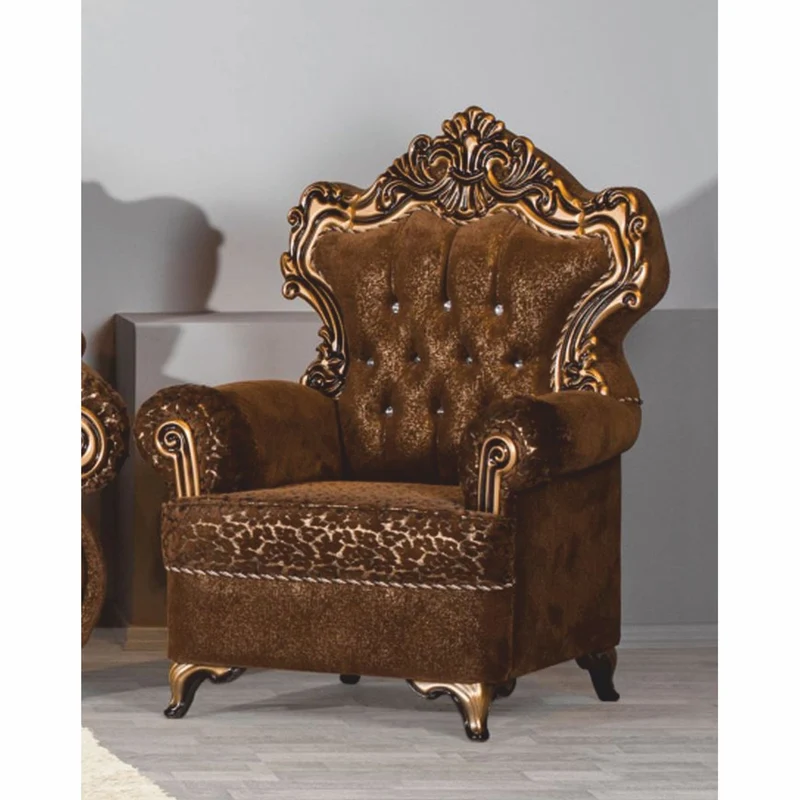 Casa Padrino Luxus Barock Sessel mit Glitzersteinen Braun / Gold - Barockstil Möbel