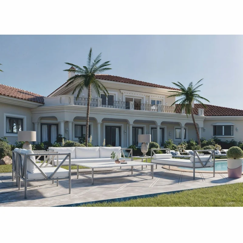 Casa Padrino Luxus Schmiedeeisen Sofa Grau / Weiß 280 cm - Hotel & Garten Sofa