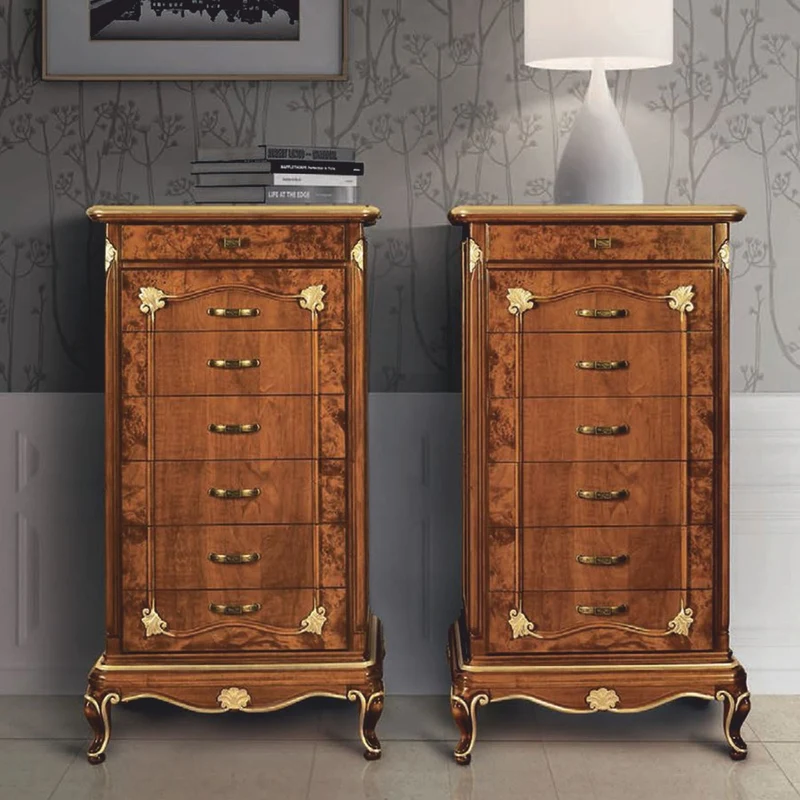 Casa Padrino Luxus Barock Kommode mit 7 Schubladen Braun / Gold H. 135 cm - Made in Italy