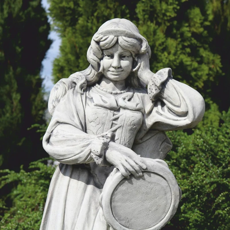 Casa Padrino Jugendstil Garten Deko Stein Skulptur Frau Grau H. 185 cm
