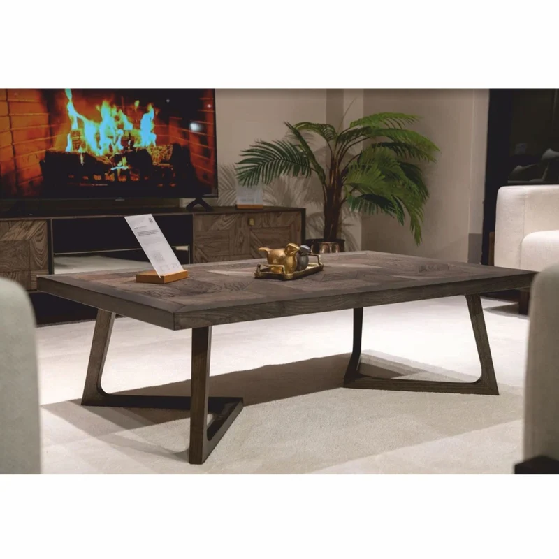 Casa Padrino Luxus Massivholz Couchtisch Braun 138 cm - Hotel & Wohnzimmer Möbel
