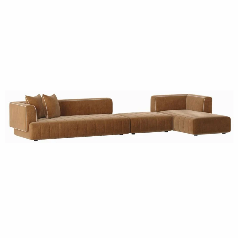 Casa Padrino Luxus Ecksofa Rechte Seite Braun / Weiß 420 cm - Modulares Wohnzimmer & Hotel Sofa