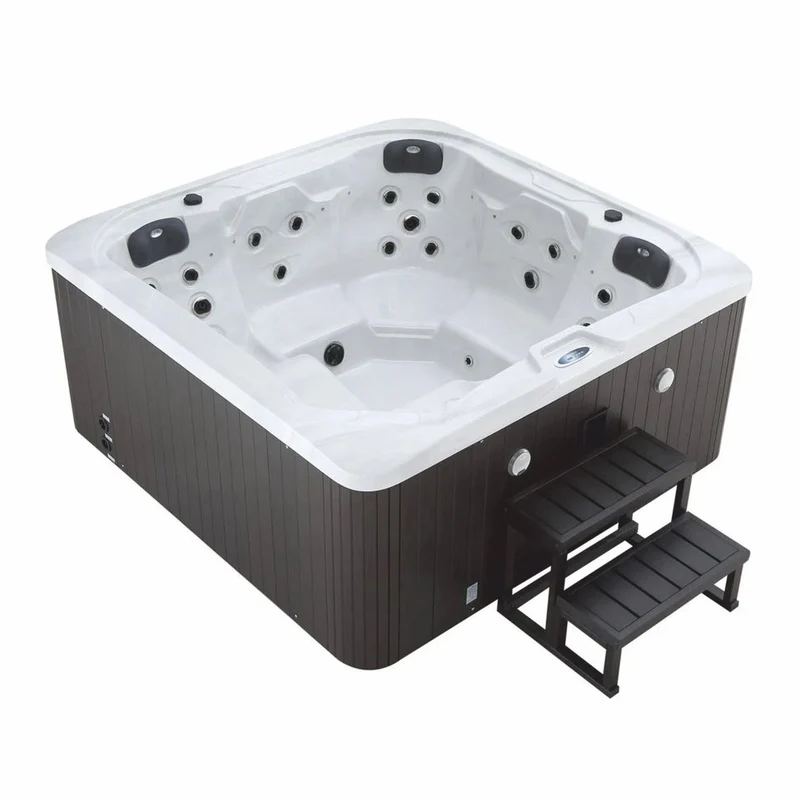 Casa Padrino Luxus Outdoor Jacuzzi Weiß / Schwarz 201 cm - Garten Whirlpool