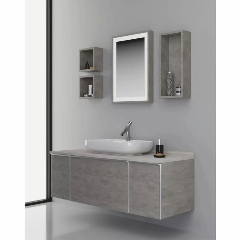 Casa Padrino Luxus Badezimmer Set Grau / Silber 142 cm - Badezimmer Möbel