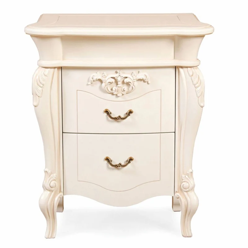 Casa Padrino Luxus Barock Nachtkommode mit 2 Schubladen Creme / Bronze H. 70 cm