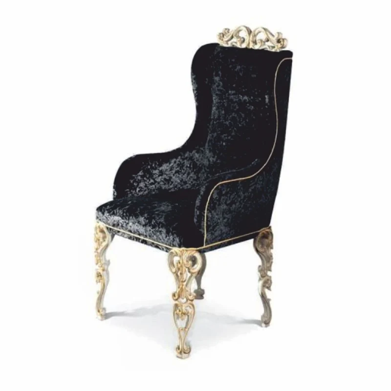 Casa Padrino Luxus Barock Esszimmer Stuhl mit Armlehnen Schwarz / Elfenbein / Gold - Made in Italy