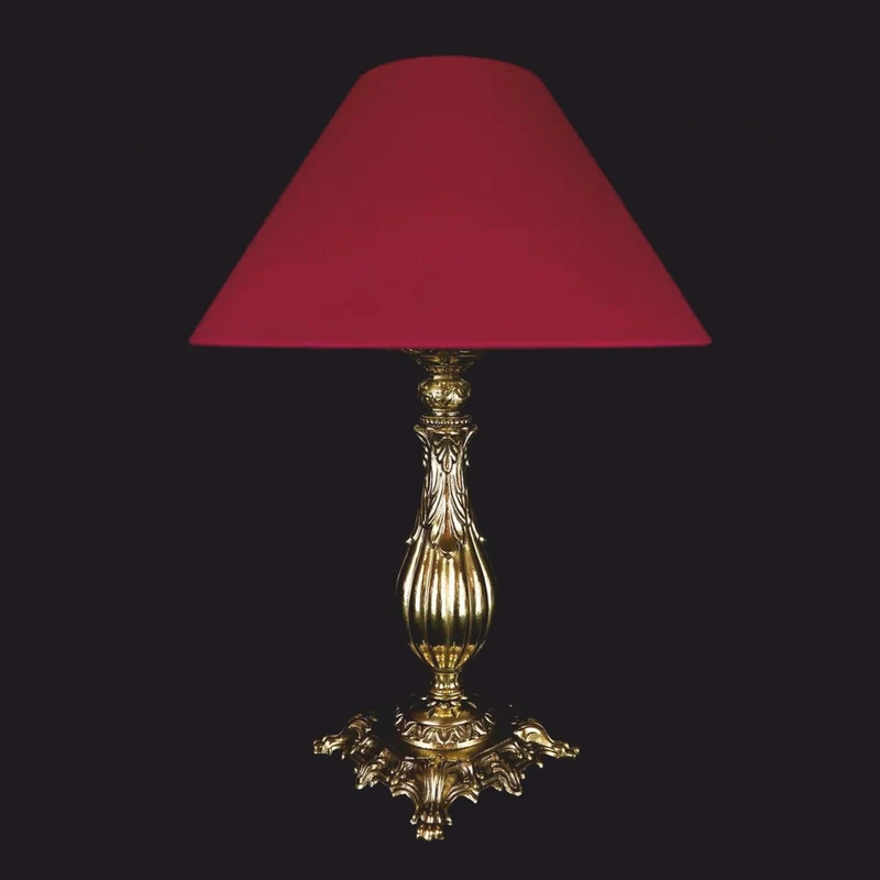 Casa Padrino Luxus Barock Tischleuchte Gold / Rot Ø 34 x H. 45 cm - Barock Leuchten