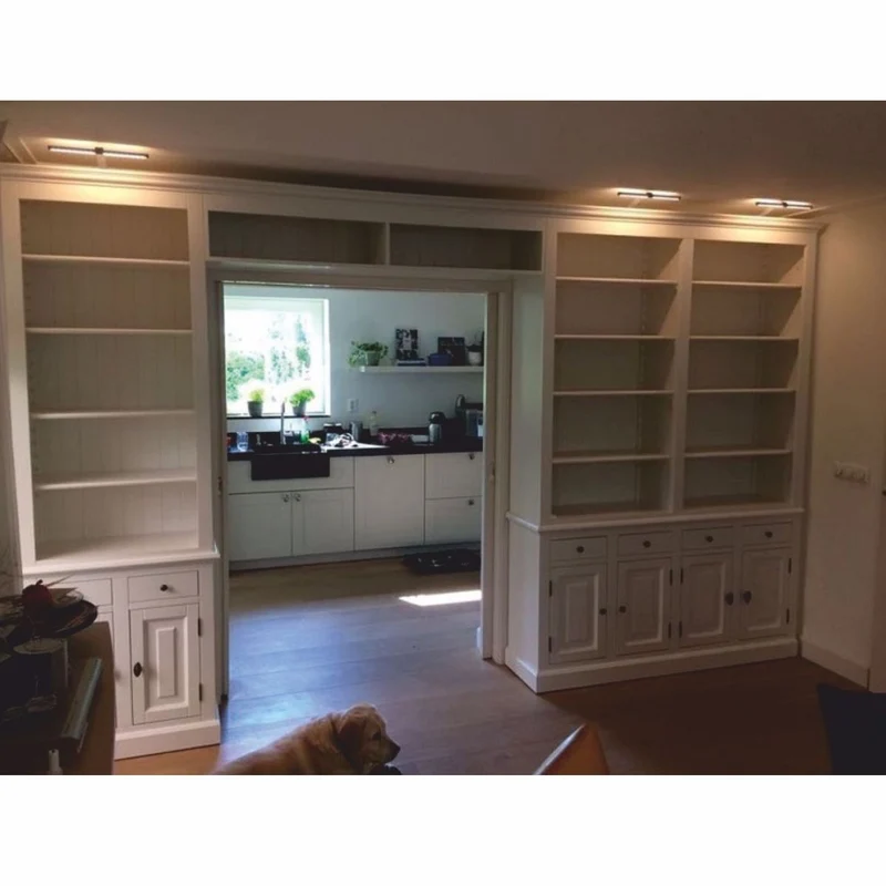 Casa Padrino Landhausstil Bücherschrank Weiß 450 x 40 x H. 260 cm - Landhausstil Möbel